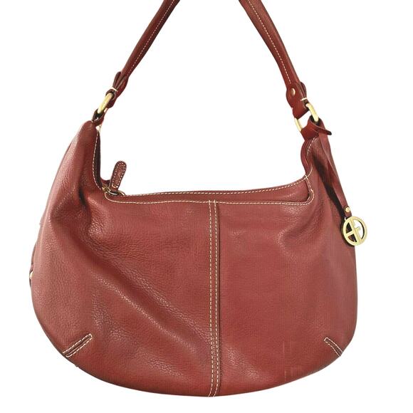 Giani Bernini red leather shoulderbag purse Hobo bag charm tassel zipper pull - Picture 2 of 7